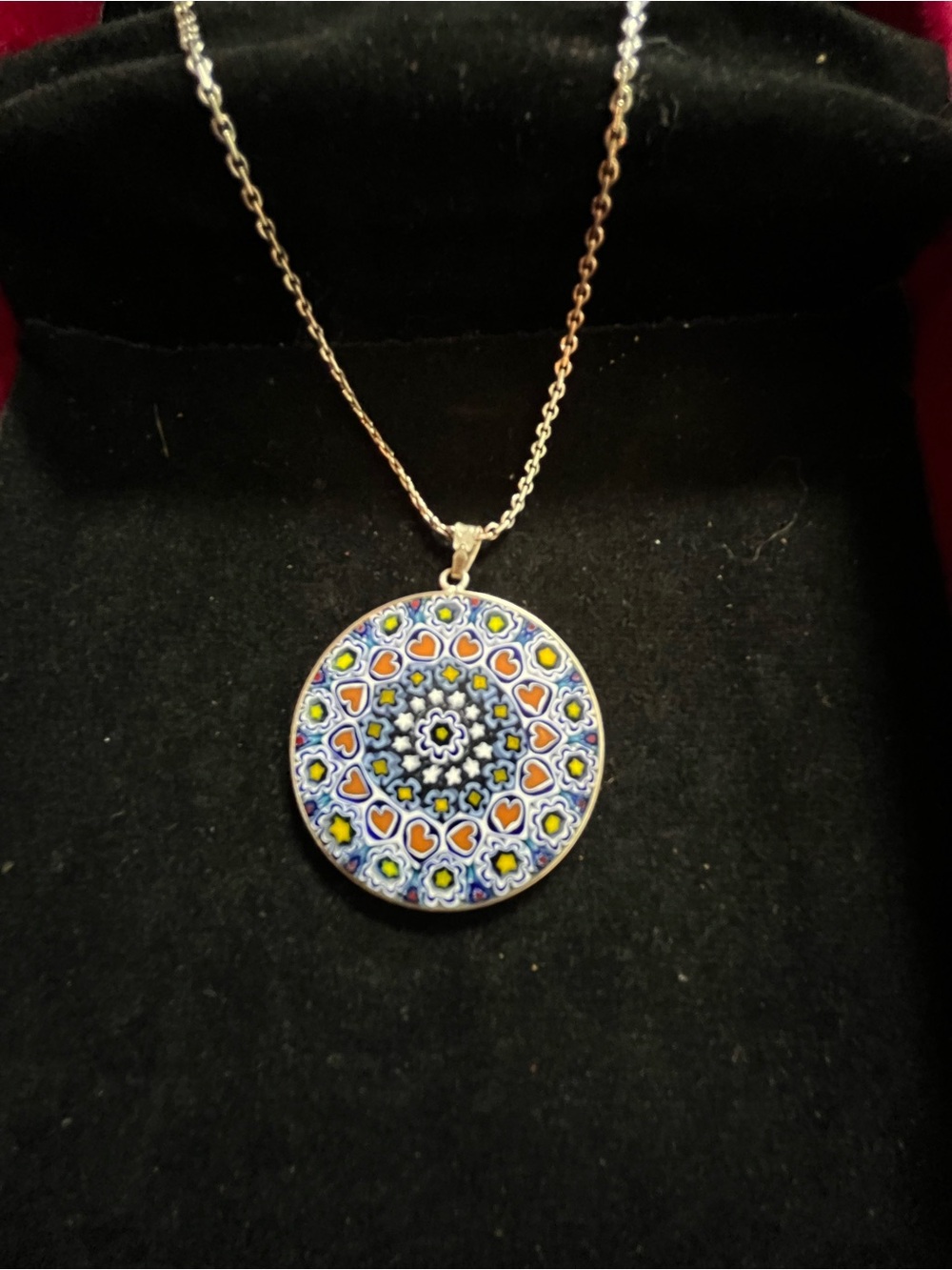 Authentic Murano Glass Millefiori Heart Pendant Necklace